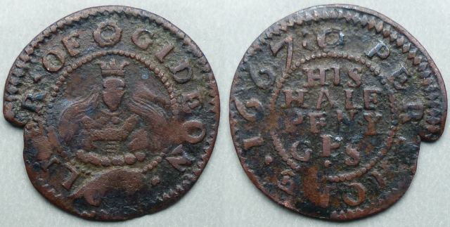 Pershore, Gideon Palmer 1667 halfpenny